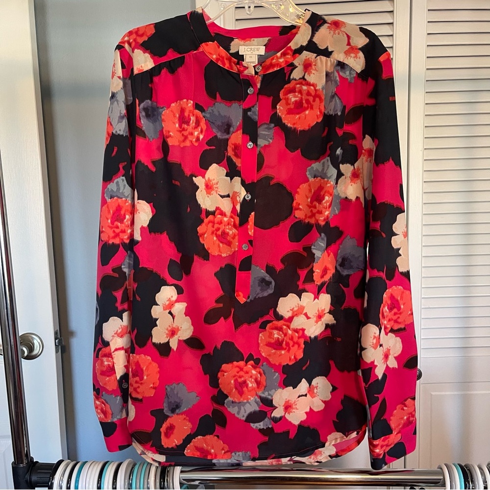 J. Crew floral long sleeve blouse